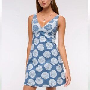 Abercrombie & Fitch Blue Shell Print Mini Dress Summer Beach Sleeveless, Size M